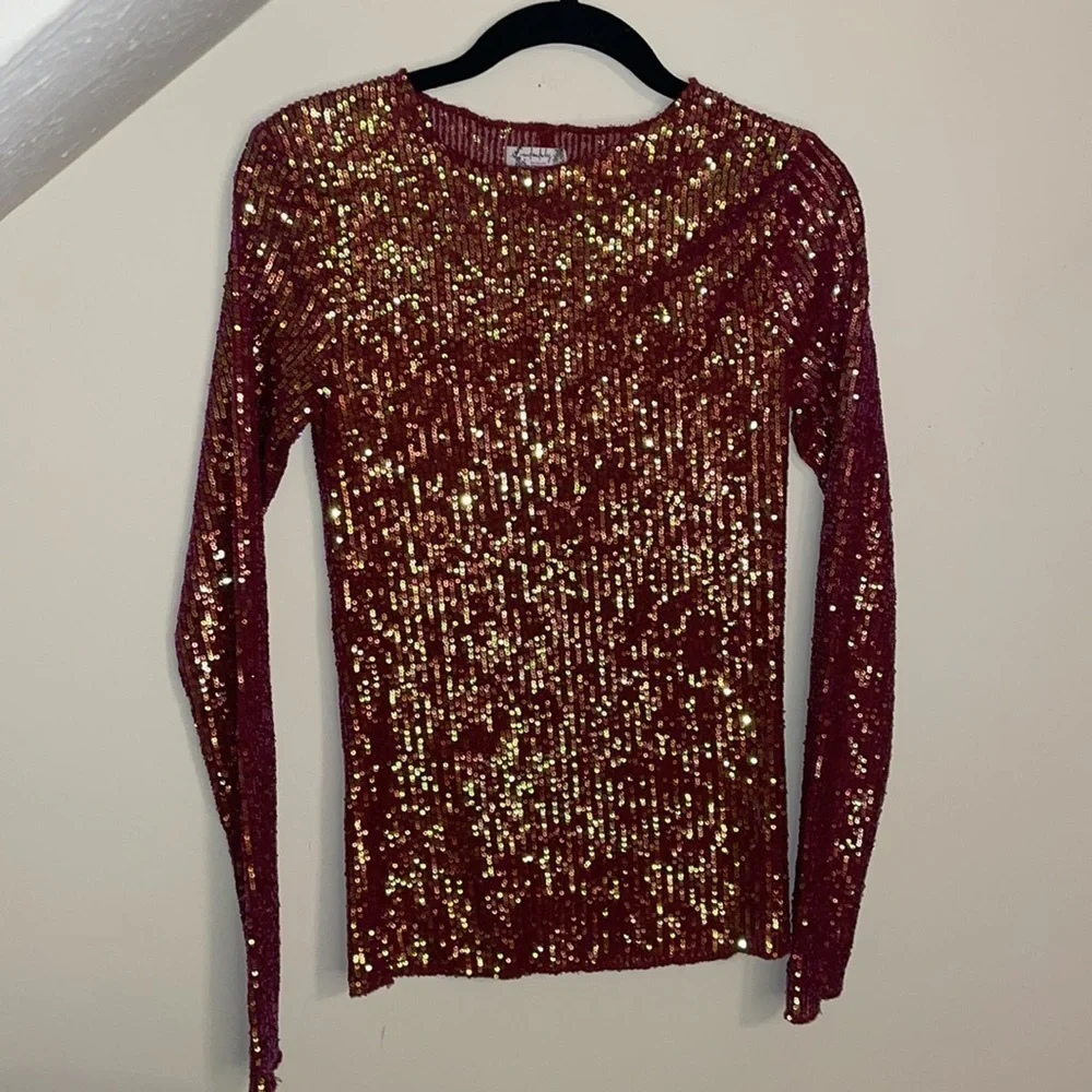 Free People Gold Rush Long Sleeve in Wine Combo Size XS NWOT